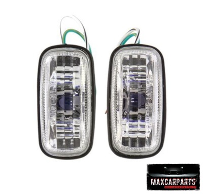 Par de luzes retangulares para automóvel com lente transparente e moldura preta