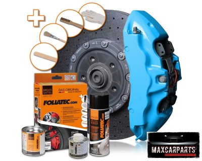 Conjunto de acessórios para travões FOLIATEC.com com disco de travão, pinça azul e sprays