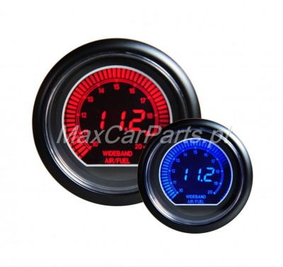 Mostradores digitais para automóveis com ecrã de ar/combustível em vermelho e azul