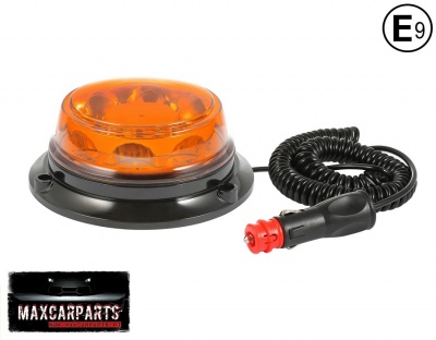 Luz de emergência amarela com base preta e cabo espiralado