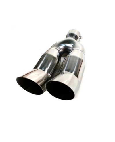 Condutor duplo para escape automóvel em aço inoxidável polido