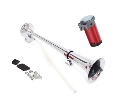 Trombeta de ar cromada longa com acessórios