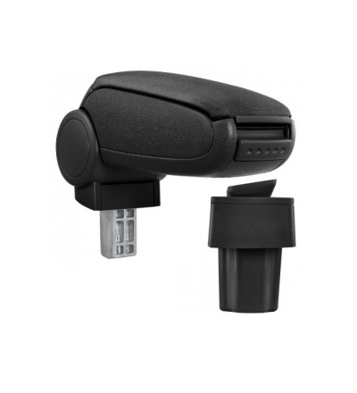 Apoio de braço para carro preto com base metálica e suporte plástico