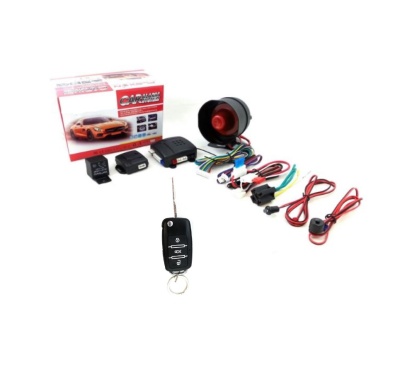 Sistema de alarme automóvel com comando à distância, sirene e cabos