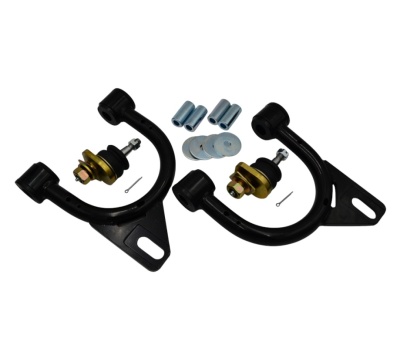 Conjunto de braços de suspensão e acessórios em metal preto e dourado com espaçadores prateados