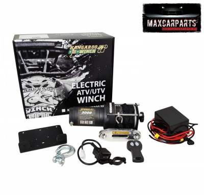 Kit de guincho elétrico ATV/UTV Kangaroo Winch com acessórios e embalagem