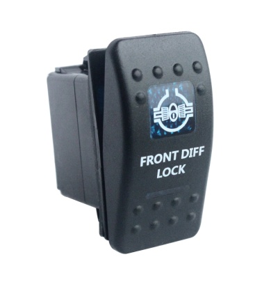 Interruptor preto com símbolo de bloqueio e texto FRONT DIFF LOCK