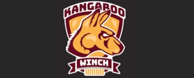 Logótipo com canguru amarelo e texto KANGAROO WINCH