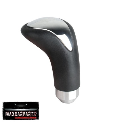 Manípulo de caixa de velocidades automóvel preto com detalhe cromado