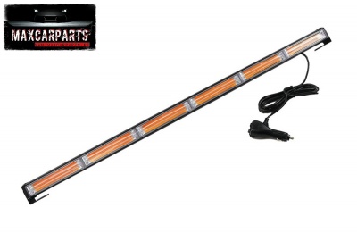 Barra de luz LED para automóvel preta com luzes laranja e brancas e cabo com ficha