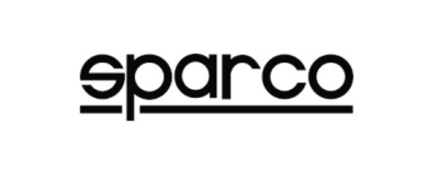 Logótipo sparco preto com linha horizontal por baixo