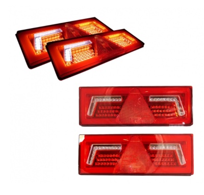Conjunto de luzes traseiras vermelhas com LEDs e triângulo refletor