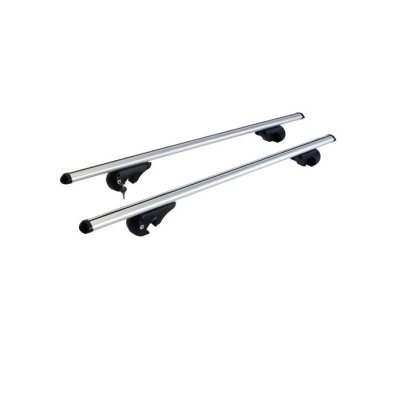 Barra de tejadilho metálica para automóvel com suportes pretos