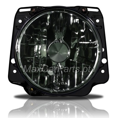 Refletor preto com lente circular e texto MaxCarParts.pt