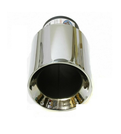 Extremidade de escape de carro cromada e preta com etiqueta