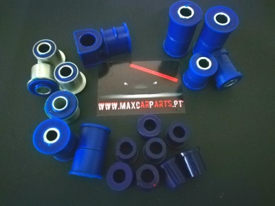 Conjunto de buchas azuis e pretas para automóveis com etiqueta WWW.MAXCARPARTS.PT