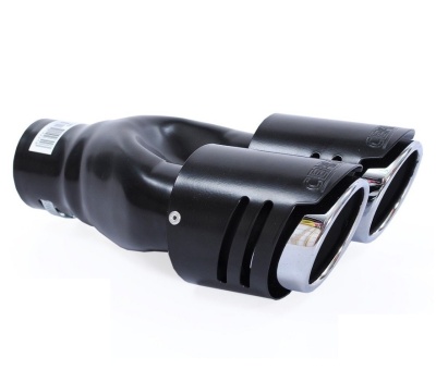 Extensão dupla de escape automóvel preta com ponteiras cromadas ovais