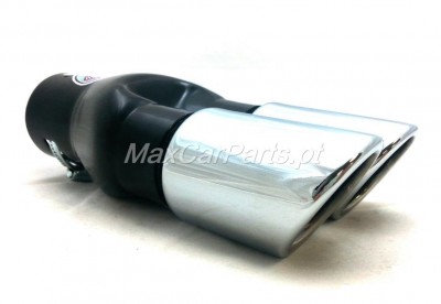Saída de escape dupla metálica cromada com adaptador preto