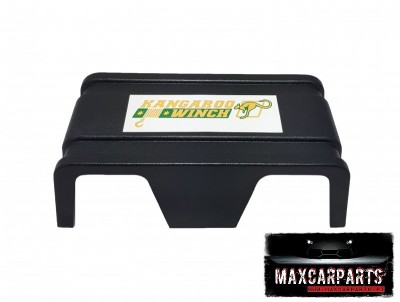 Peça metálica preta retangular com etiqueta KANGAROO WINCH e logótipo Maxcarparts