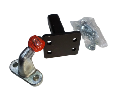 Conjunto de peças metálicas para reboque com proteção vermelha e base preta