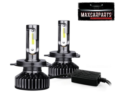Par lâmpadas LED faróis automóvel metal preto com dissipador e controlador energia