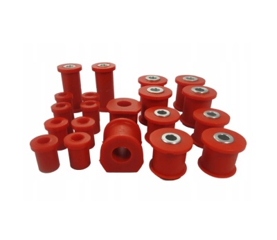Conjunto de buchas de amortecedor vermelhas com inserções metálicas