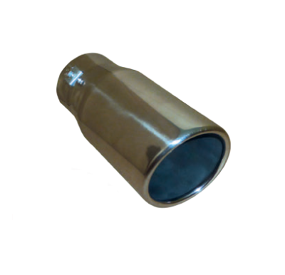 Conjunto metálico cilíndrico cromado com interior escuro numa superfície branca