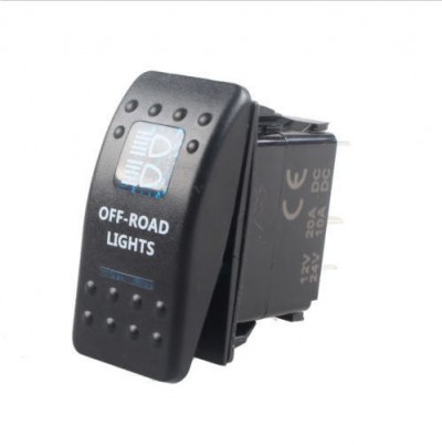 Interruptor preto para luzes OFF-ROAD com ícone de faróis e texto branco
