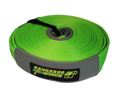 Cinta verde enrolada com etiqueta KANGAROO WINCH