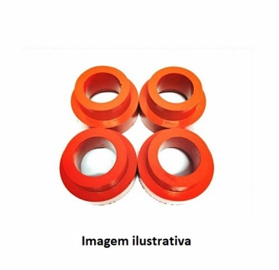 Conjunto de quatro roldanas laranja sobre fundo branco com texto 'Imagem ilustrativa'