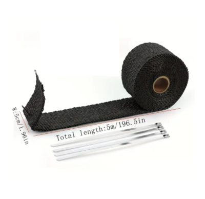 Rolo de fita térmica preta trançada com abraçadeiras de nylon brancas