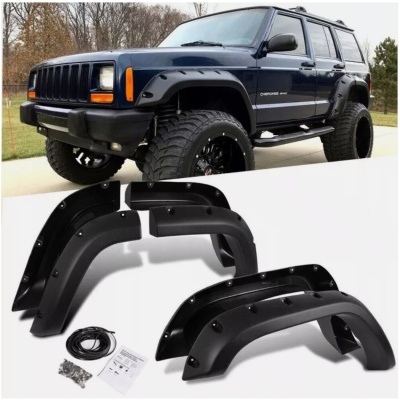 Conjunto de alargadores de guarda-lamas pretos para Jeep Cherokee com acessórios