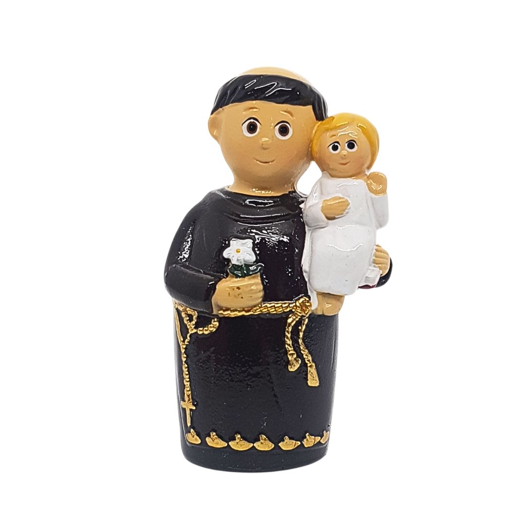Estátua religiosa em cerâmica de homem com criança