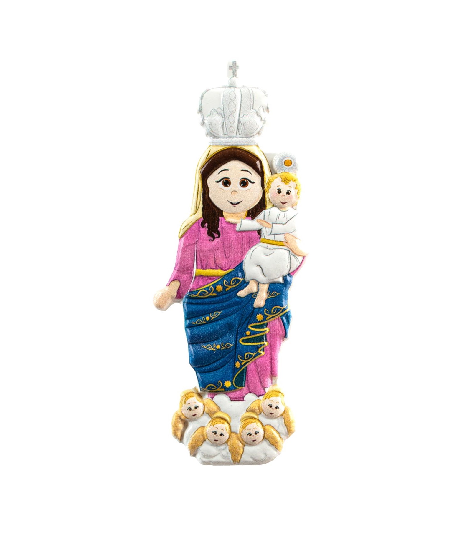 Figura emoji de Nossa Senhora com criança e anjinhos