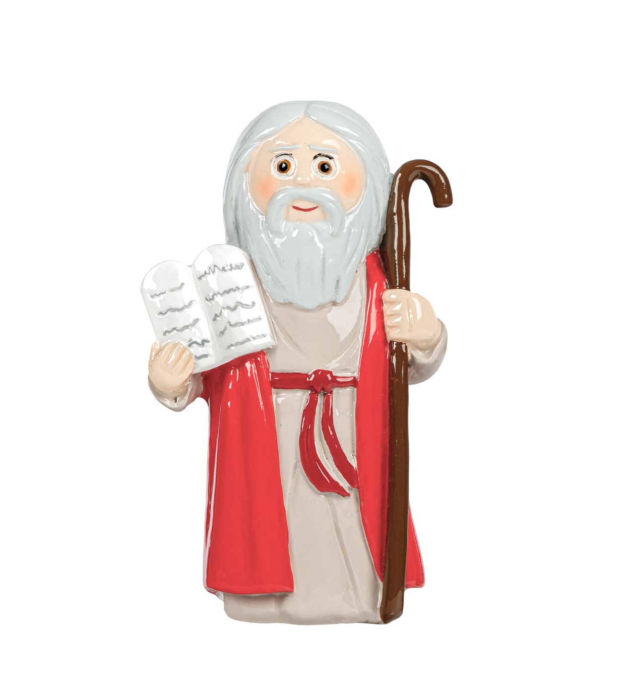 Figura decorativa de homem idoso com barba e cajado