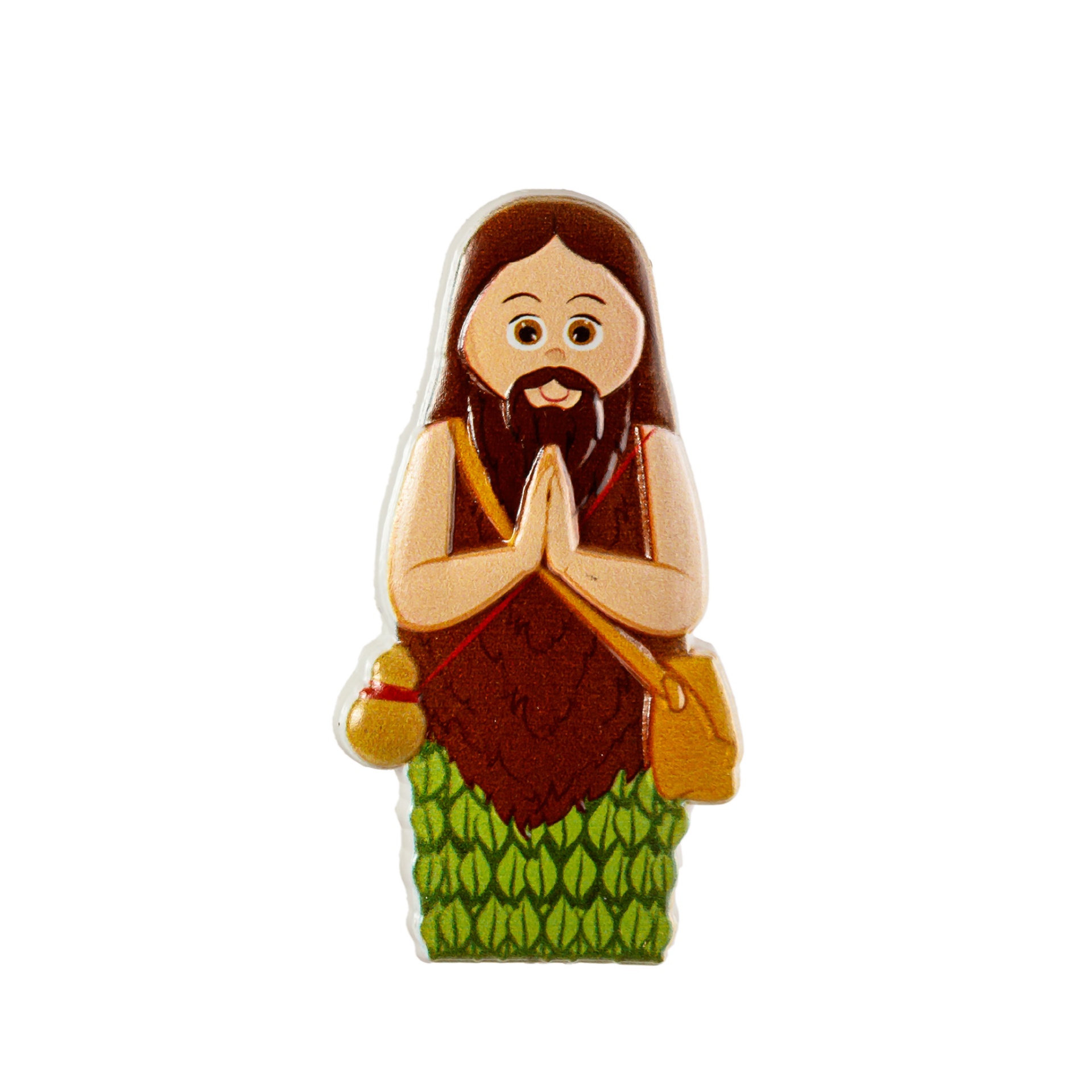 Figura decorativa personagem castanha com mãos unidas em oração