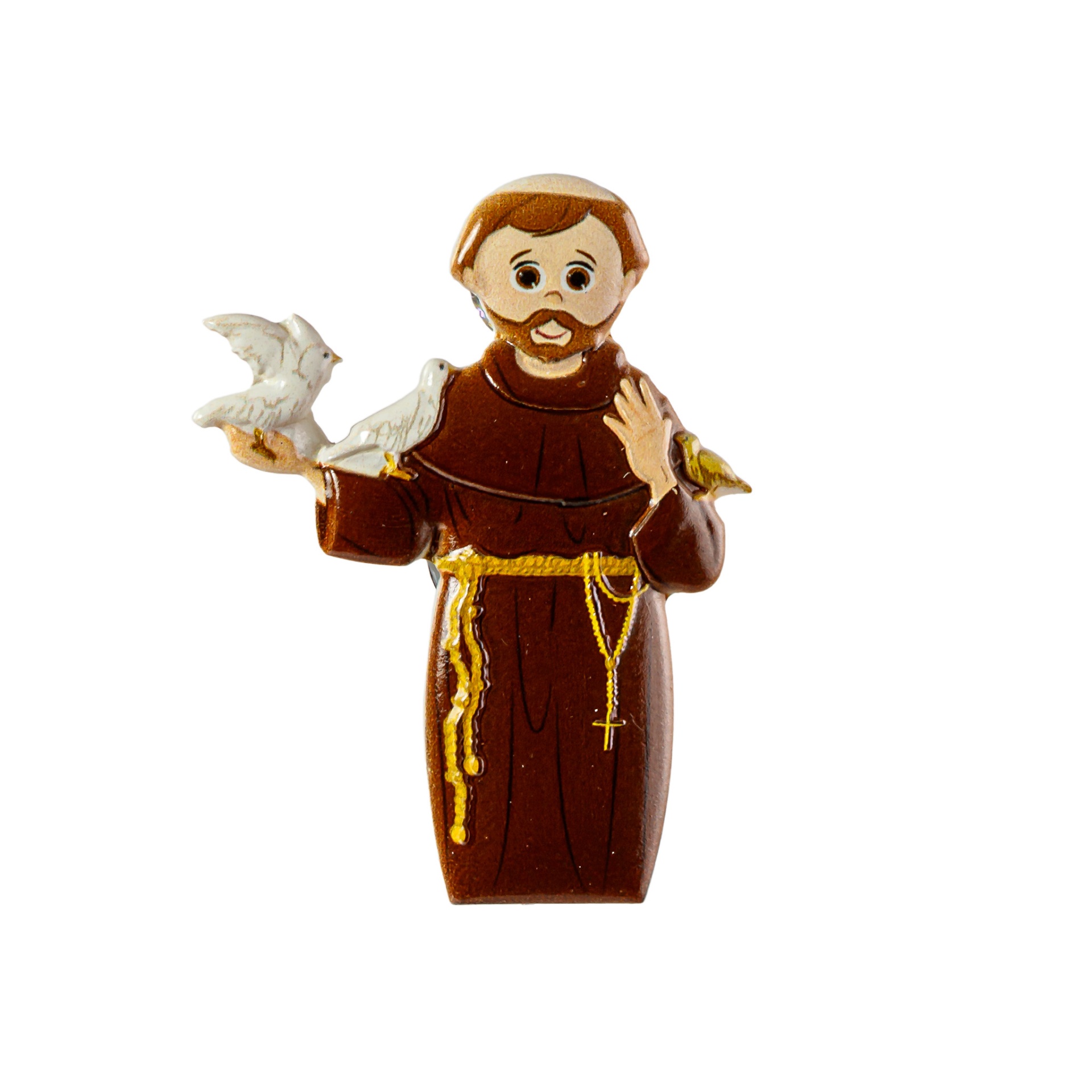 Figura decorativa de São Francisco com pombas em cerâmica