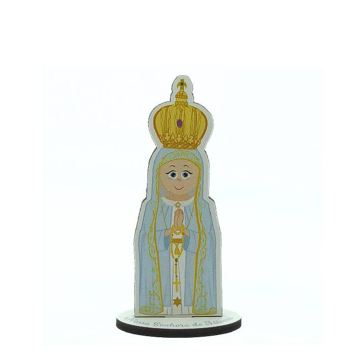 Figura decorativa de Nossa Senhora de Fátima em madeira colorida