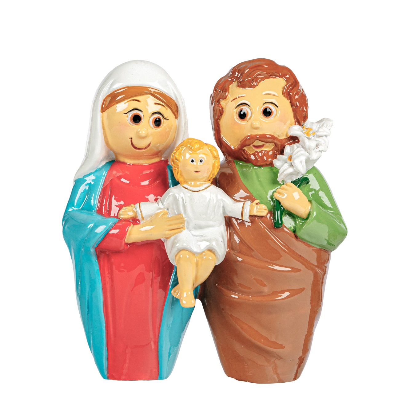 Figuras decorativas resina Sagrada Família colorida
