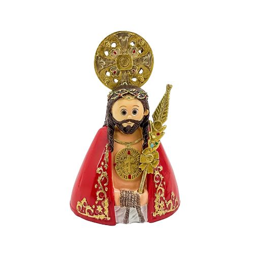 Figurinha de Jesus com capa vermelha e detalhes dourados