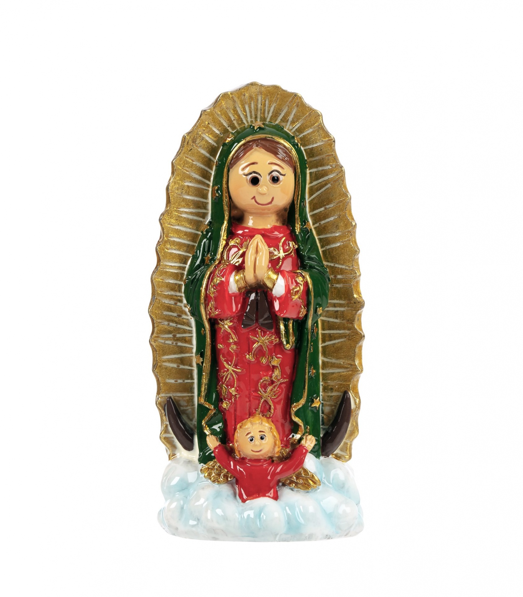 Estatueta decorativa de Nossa Senhora de Guadalupe em cerâmica colorida