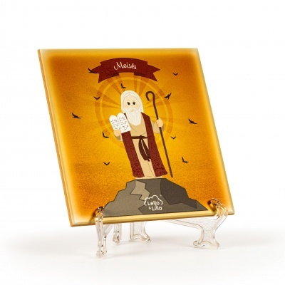 Prato decorativo quadrado com ilustração de Moisés