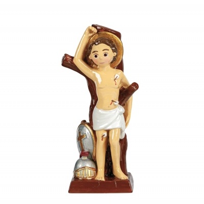 Estátua infantil de São Sebastião em resina pintada