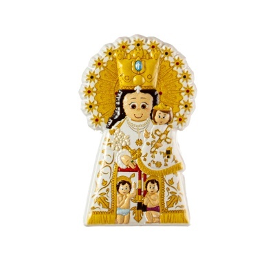 Íman Nossa Senhora em resina com detalhes dourados