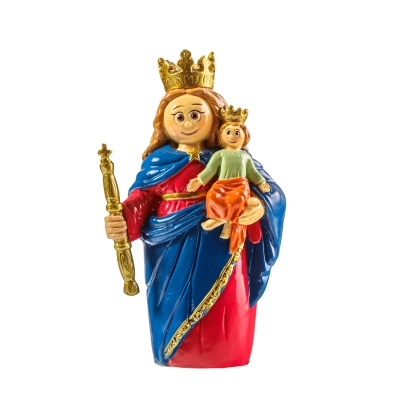 Figura decorativa de Nossa Senhora com Menino Jesus em cerâmica colorida
