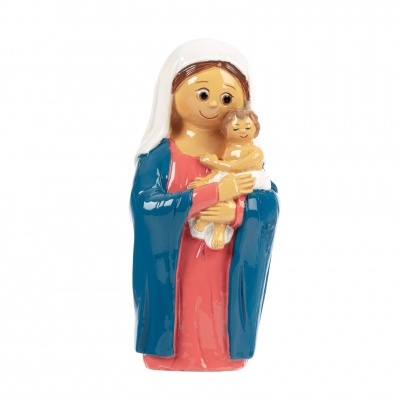 Estatueta colorida de figura feminina com bebé