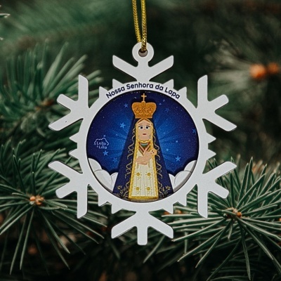 ADORNO&#x20;EM&#x20;MADEIRA&#x20;FLOCO&#x20;DE&#x20;NEVE&#x20;-&#x20;NOSSA&#x20;SENHORA&#x20;DA&#x20;LAPA
