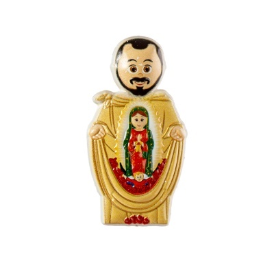 Figura decorativa de madeira com pintura religiosa