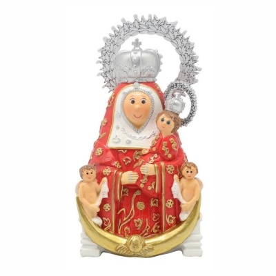 Estatueta decorativa da Virgem Maria com o Menino e anjos