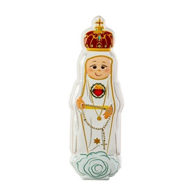 Figura decorativa Nossa Senhora branca com coroa vermelha e dourada